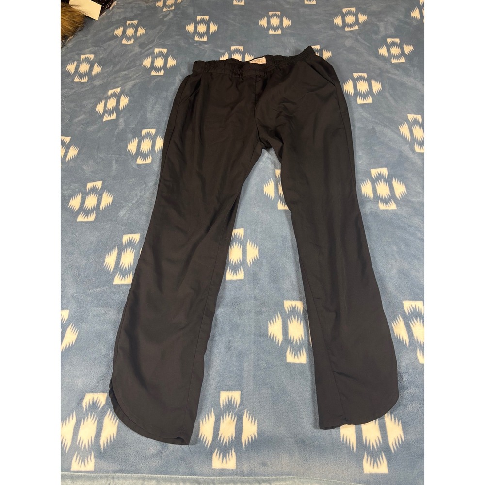 Marine Layer Re-Spun Black Elastic Waist Straight Leg Petal Hem Pants Small